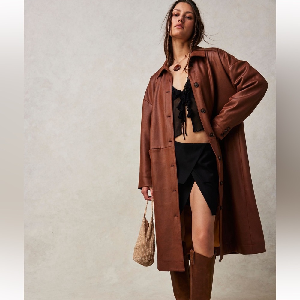 Free People Vegan Suede Duster Coat